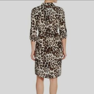 Diane Von Furstenberg DVF Prita Silk Animal Print Long Sleeve Shirtdress Size 0